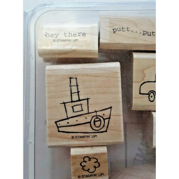 Retired Stampin' Up! "Putt Putt" Stamp Set Wood Mounted - Picture 3 of 8